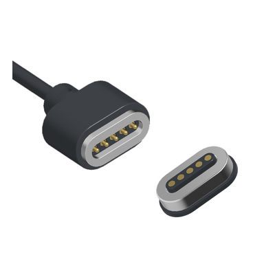 1A 5 Pin Magnetic Charger N52 NdFeB Magnetic Charging Cable Black With Data Sync