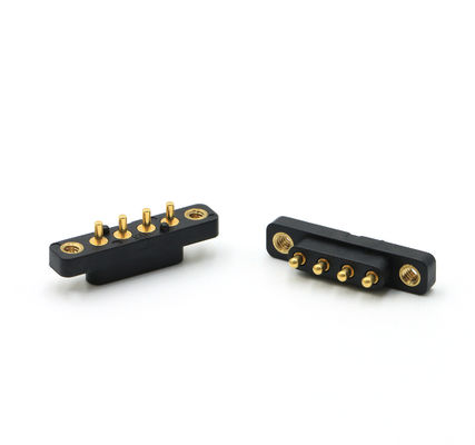 4 Pin Spring Loaded Electrical Connectors Male And Female Pogo Pins Connector With Screw Holes