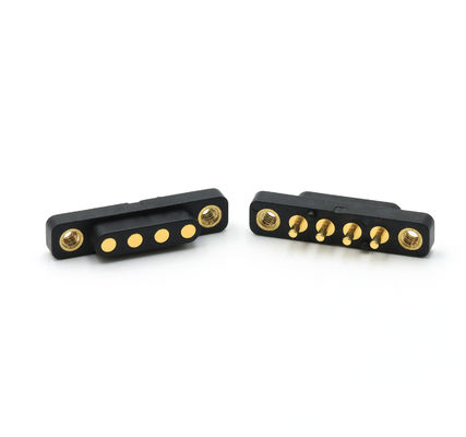 4 Pin Spring Loaded Electrical Connectors Male And Female Pogo Pins Connector With Screw Holes