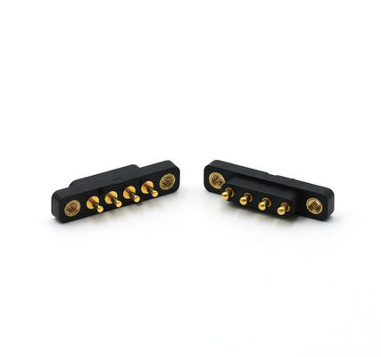 4 Pin Spring Loaded Electrical Connectors Male And Female Pogo Pins Connector With Screw Holes