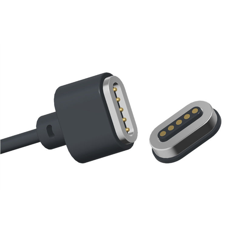 1A 5 Pin Magnetic Charger N52 NdFeB Magnetic Charging Cable Black With Data Sync