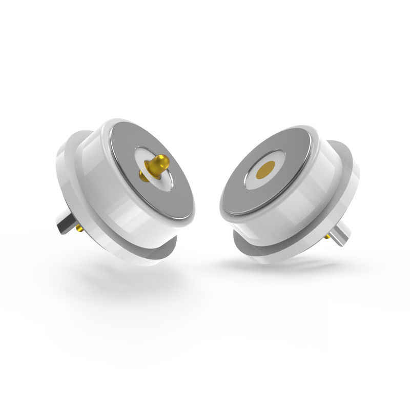White Magnetic Pogo Pin Connectors 2 Pin Male And Female Connector 8.0mm